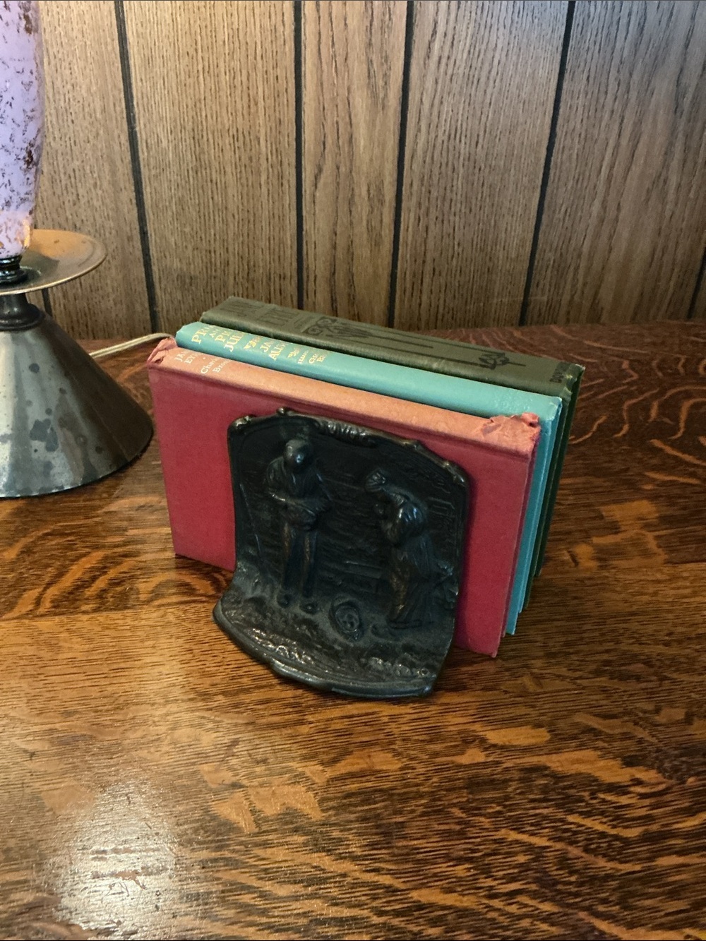 Pair of Solid Brass Bronze Bookends The Angelus at Harvest Jean-Francois Millet